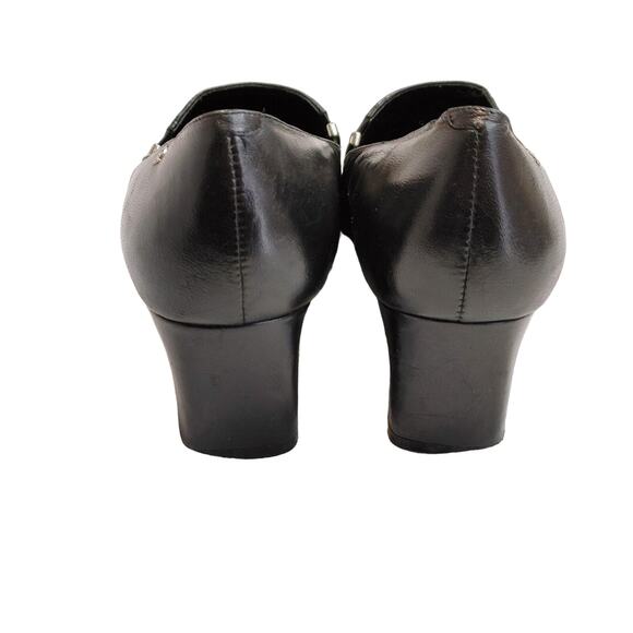 Etienne Aigner Francis Slip On Pumps Block Heel Leather Black Womens Size 6.5M - Picture 5 of 9